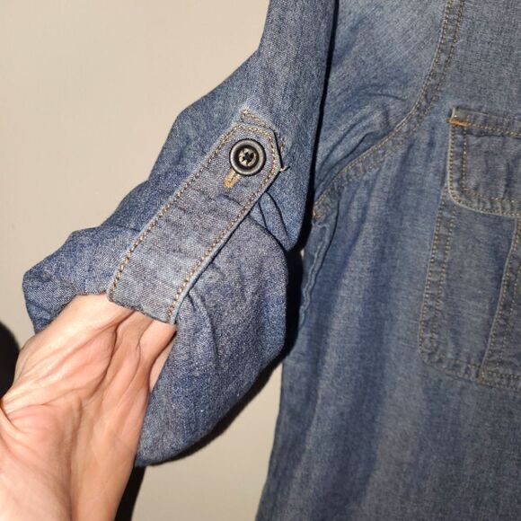J. CREW CHAMBRAY DENIM DRESS 2 WAY SLEEVES SIZE XS - Picture 3 of 8